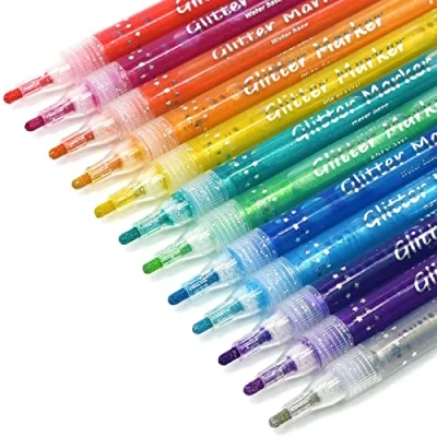 Imagen de TWOHANDS Rotuladores Metálicos, Bolígrafo de Dibujo, Juego 12 Colores Surtidos para Papel, Carteles, Tarjetas Felicitación y Regalo,20017
