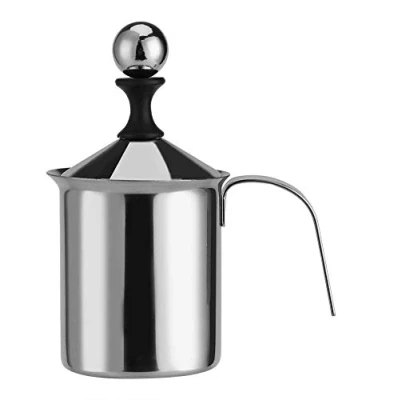Imagen de espumador de Leche Manual, jarras Espuma Mano Acero Inoxidable, Capuchino café Doble Malla[400ml]