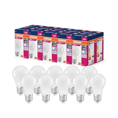 Imagen de OSRAM Valor de estrella LED Lámpara clásica A40 para enchufe E27, forma pera, FR, 470 lúmenes, blanco frío (4000k), reemplazo bombillas 40W convencionales, no dimmables, paquete 10
