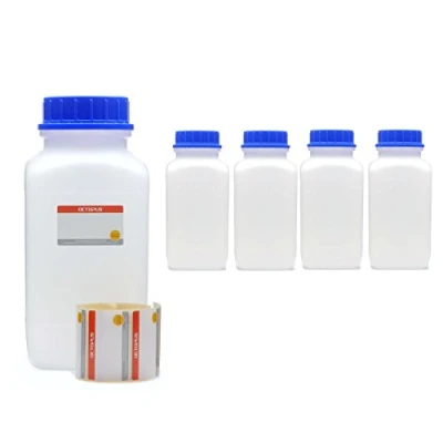 Imagen de Octopus 5 frascos de 2500 ml Ancho con tapón Rosca, químicos, Laboratorio como Recipiente Almacenamiento para Laboratorio, Cocina o Hobby