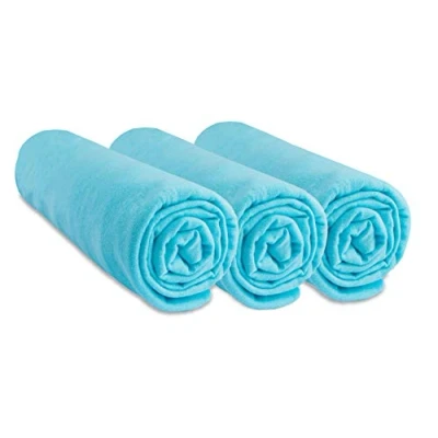 Imagen de Juego de 3 sábanas bajeras algodón para cama bebé 60 x 120 cm, color azul turquesa (marca Easy Dort)