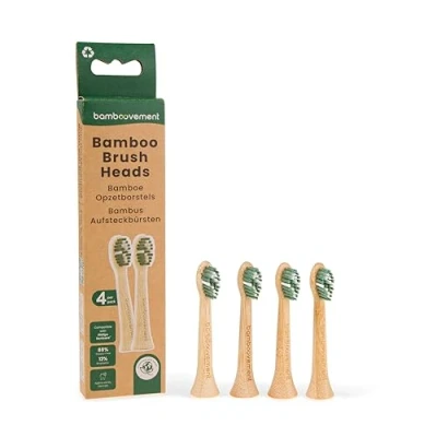 Imagen de The Bamboovement cepillo de dientes repuesto Sonicare compatible con cepillos eléctricos Philips Sonicare, cabezal bambú, cabezales sonido, paquete 4 unidades,