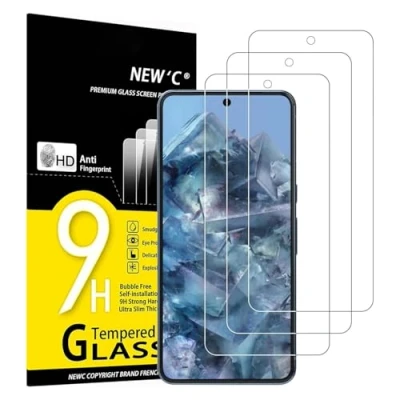 Imagen de NEW&#039;C 3 Piezas, Protector Pantalla para Google Pixel 8 Pro, Cristal templado Antiarañazos, Antihuellas, Sin Burbujas, Dureza 9H, 0.33 mm Ultra Transparente, Resistente
