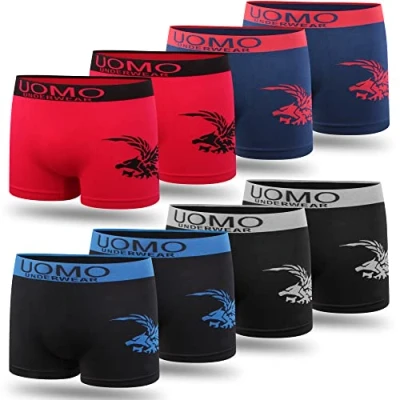Imagen de L&amp;K 8 Paquetes de Calzoncillos para niños a Partir 7 años Retro Hombres Microfibra cómodos sin molestas Costuras Laterales Eagle 1209 XL/2XL