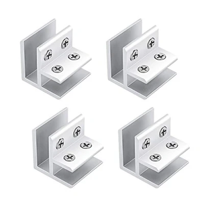 Imagen de INCREWAY 4 Piezas Soporte de Cristal, 90 Grados 10 12mm Ajustable para Estante Cristal Abrazaderas Vidrio