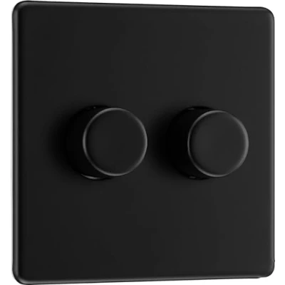 Imagen de BG Electrical Interruptor de atenuación doble, 2 vías, encendido/apagado 200 W, negro mate