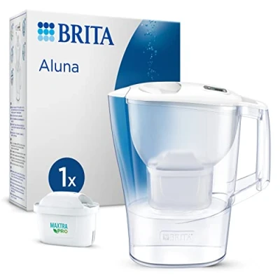 Imagen de BRITA Jarra con filtro de agua Aluna blanca (2,4 l) incl. 1x cartucho MAXTRA PRO All in 1:jarra adaptable al frigorífico LTI digital que reduce cloro, cal e impurezas.