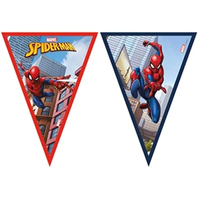 Imagen de Procos Filare 9 bandierine triangolari Marvel Spider Man Crime Fighter in Carta FSC Folat 93867P Guirnaldas Spiderman Multicolor 2,3 Metros Línea de Bandera para Fiesta cumpleaños niños