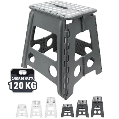 Imagen de ZOLLNER Taburete Plegable Multiusos portátil, 39 cm Altura, hasta 120 kg, Gris
