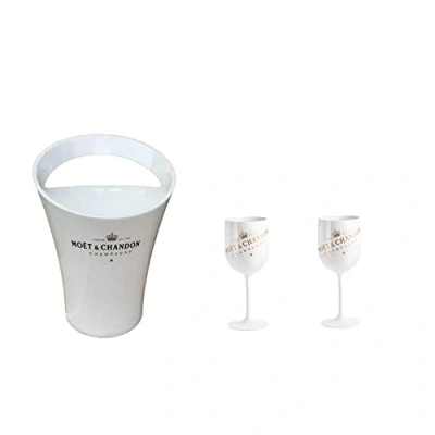 Imagen de Moet Chandon Juego de copas champán y enfriador en color blanco/dorado