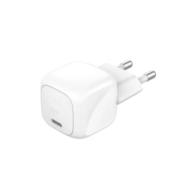 Imagen de Belkin BoostCharge Compact cargador de pared 30 W, ideal para viajar, carga rápida USB C Power Delivery iPhone Series 16, 15, 14 y 13, Samsung Galaxy S24, S23, iPad, AirPods tabletas, blanco