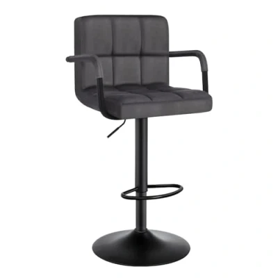 Imagen de WOLTU 1 x Taburete de Bar con Respaldo Estilo Vintage Regulable en Altura y Giratorio Terciopelo Silla para Cocina Salon Dormitorio Gris Oscuro, BH223dgr