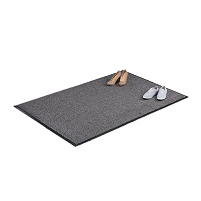 Imagen de Relaxdays Felpudo para Entrada Antideslizante Clásico, Polipropileno PVC, Gris, 120 x 180 cm