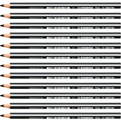 Imagen de Lápiz de Color triangular grueso STABILO Trio thick Caja con 12 unidades negro