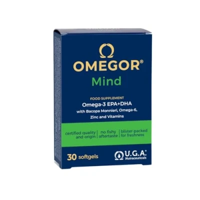 Imagen de Omegor Mind Suplemento Para Memoria y Concentración (30 Cápsulas) con Omega 3 DHA Extracto de Bacopa Monnieri Adultos Sanos 55 Años en Adelante Niños Dificultades Aprendizaje