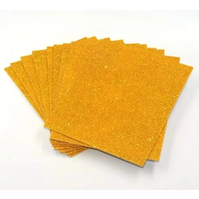 Imagen de sixstore Hojas de espuma autoadhesivas con purpurina A5, suministros arte creativo para niños, manualidades temporada y decoración, paquete 10 unidades (dorado)