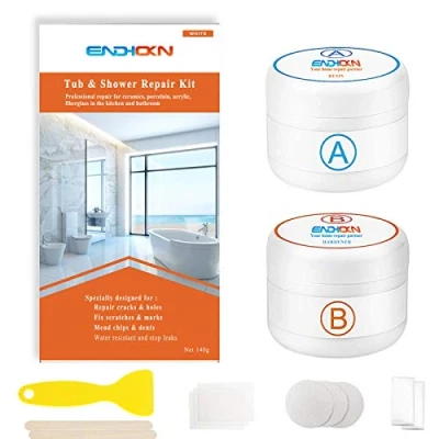 Imagen de Kit de Reparación Bañera Blanco 140g, Esmalte, Fibra Vidrio, Porcelana y Acrílico, Arañazos, dee Agujeros Para Bañera, Azulejo, Lavabo Ducha