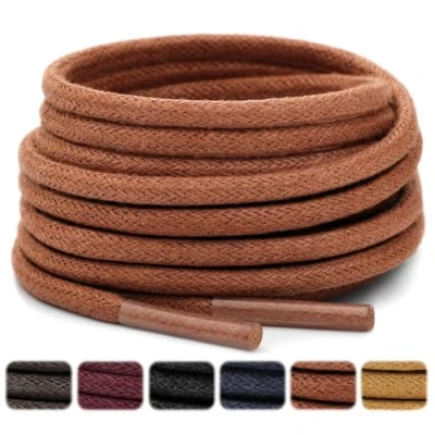 Imagen de Stepace Cordones Redondos Encerados [2 Pares] Duraderos para Zapatos de Vestir y Diario, Longitud 66 135cm Brown 96