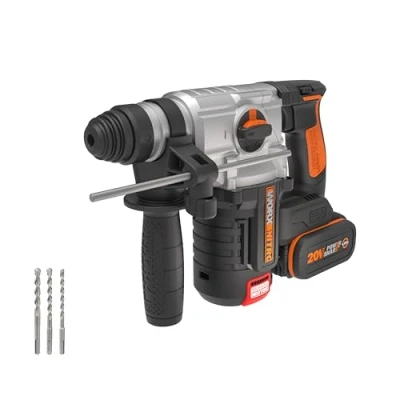 Imagen de WORX, Martillo Brushless 3 funciones 2,2J 20 V PowerShare, WX380,9, sin batería ni cargador, Motor escobillas, Control de velocidad variable, Luz LED