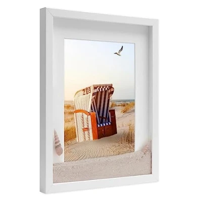Imagen de PHOTOLINI 3D Marco de Fotos 40x40 cm para Rellenar, Negro, con Profundidad Objetos hasta 1,5 cm, Madera MDF paspartú y Cristal Manualidades como Regalo