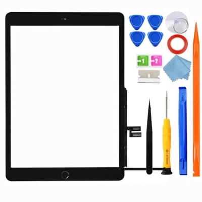 Imagen de JPUNG Pantalla de repuesto para iPad 7 7ª / 8ª generación digitalizador táctil vidrio 10.2 pulgadas, A2197 A2198 A2200 A2270 A2428 A2429 A2430, botón inicio, kit