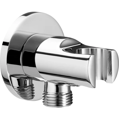 Imagen de Roca Toma de agua cromada 1/2&quot; para flexible ducha con soporte mano integrado . Recambios originales grifería. Ref A5B5250C00