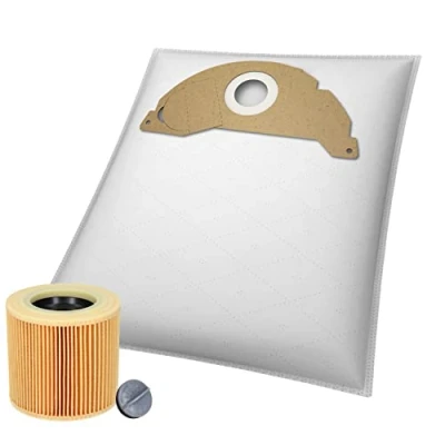 Imagen de 10 bolsas de aspiradora fieltro para Kärcher 6.959 322.0 WD2, MV2, aspiradora, multiusos + 1 filtro cartucho KA38
