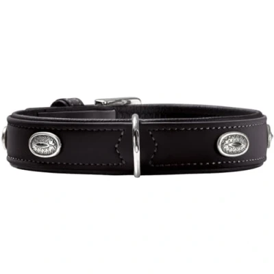 Imagen de HUNTER Softie Stone Collar para Perro de Piel sintética con Aplicaciones Cuidado fácil, 50 (S M), Color Negro