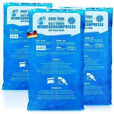 Imagen de com four® 3X Compresa del Gel instantanea Compresas frías y Calientes Bolsa de Calor instantaneo Apto para microondas Frio Made in Germany