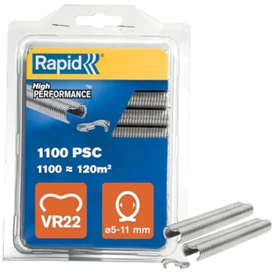 Imagen de Rapid VR22 Grapas Galvanizadas para Cercas y Vallas, Aptas Vallados de 5 11mm, Ideal Jaulas Cercados, 1100 Unidades, Blíster (40108806)