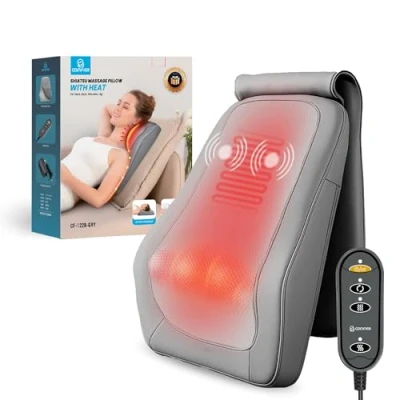 Imagen de COMFIER Masajeador Cervical con Calor, de Espalda Cabezales Amasadores 3D, Almohada Lumbar para Silla Oficina, Regalos Ideales Hombres Mujeres(Gris)