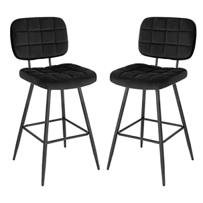Imagen de EUGAD 2X Taburetes Altos de Cocina, Bar con Respaldo y Reposapiés, Cocina Tapizados en Terciopelo, Armazón Metálico, Altura Asiento 68,5 cm, Gris Oscuro 1043BY 2