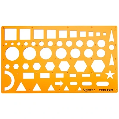 Imagen de Maped Material Escolar Especiales e Ingeniosos Plantilla Normographe Ideal para el Trazado de Mapas y Esquemas Diferentes Figuras Diseño Anti Golpes