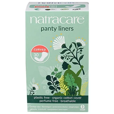 Imagen de Natracare Salvaslips Mini Producto Natural Ideal para Uso Diario y Pieles Sensibles Corte Curvo Capa Superior de Algodón Transpirable Suaves Absorbentes 30 Protectores