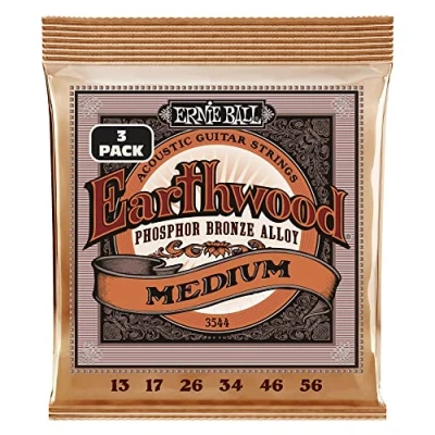 Imagen de Ernie Ball Earthwood Medium Cuerdas para guitarra acústica, bronce fosforado, 3 paquetes, calibre 13 56