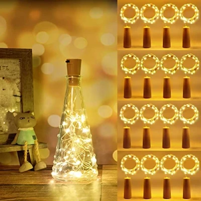 Imagen de Vicloon Luces LED para Botellas, 12 Piezas, 2 m, 20 LED, de Hadas Alambre Cobre Botellas Licor Cálidas, Aptas Fiestas,Hogar,Exteriores (Energía Grado A)
