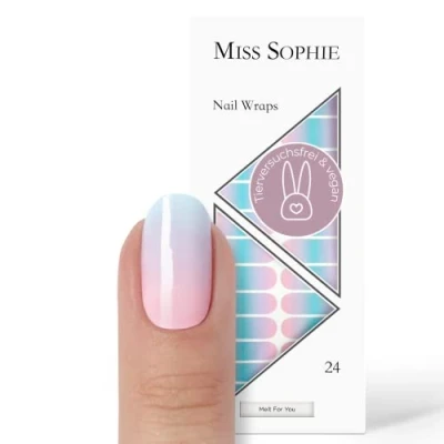 Imagen de Miss Sophie Melt For You Lámina para uñas (degradado, azul, rosa, 24 láminas autoadhesivas ultrafinas de larga duración)