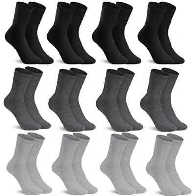 Imagen de L&amp;K II 12 Pares Calcetines largos Hombre&amp; Mujer Deporte Business Unisex Basic 2027 Gris 39 42