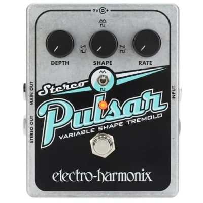 Imagen de Electro Harmonix Stereo Pulsar Pedal de efecto vibrato para guitarra, color plateado