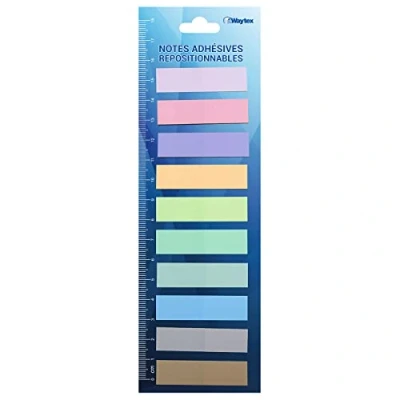 Imagen de WAYTEX 200 Marcapáginas adhesivas reposicionables plastificadas, 10 colores o mini bloques de 20 notas pastel 45 x 12 mm