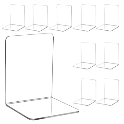 Imagen de Mozvvco 10pcs Sujetalibros BuchstützenBücherhalter, Sujeta Libros Acrilico Transparente Adecuado para la Escuela, el hogar, Oficina, Biblioteca, Dormitorio y organización del Escritorio