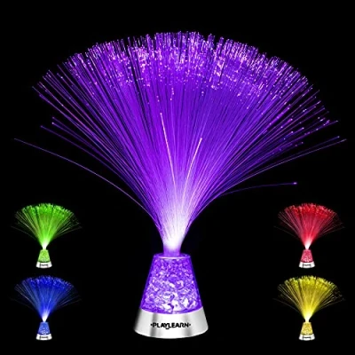 Imagen de Base de cristal Playlearn color cambiante con lámpara óptica fibra SFLCC 4 colores Nueva estado ánimo 33 cm