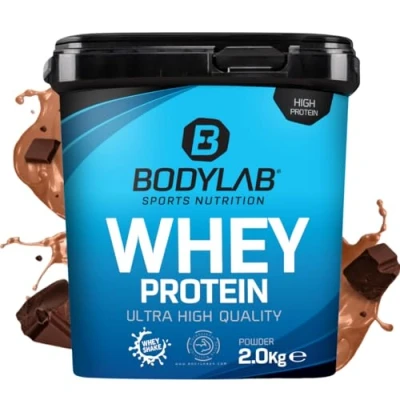 Imagen de Bodylab24 Whey Protein Powder Chocolate 2kg, polvo rico en 80% de proteína para músculos más fuertes, la suero puede promover construcción músculo, sin aspartamo