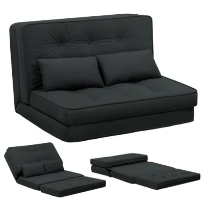 Imagen de COMHOMA Sofá cama pequeño 2 minisofá de 6 niveles respaldo ajustable, salón, dormitorio y camping, azul