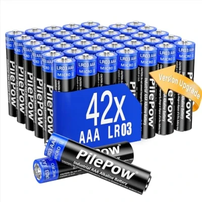 Imagen de Pilas AAA alcalinas, actuación, Paquete de 42, LR03 1.5V [versión actualizada] para Juguetes, Reloj Despertador, Mando a Distancia portátil y Otros Dispositivos Diarios