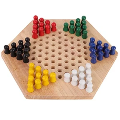 Imagen de Drfeify Juego de Mesa Damas Chinas para Niños, Clásico Halma Educaional Madera Familias