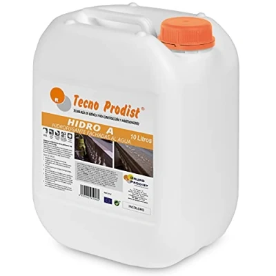 Imagen de Tecno Prodist HIDRO A (10 Litros) Impermeabilizante Transparente al agua, Hidrofugante Incoloro para fachada, tejado, pared, muro, teja, ladrillo y piedra. (A Rodillo, brocha o pulverizador)