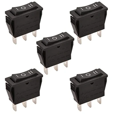 Imagen de Heschen Interruptor basculante ON OFF SPDT 3 Terminales 15A 250VAC Negro 5Pack