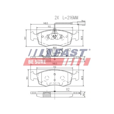 Imagen de FAST FT29083 Juego de pastillas freno Eje delantero con sensor desgaste incorporado FIAT: Grande Punto Hatchback, 500 Hatchback