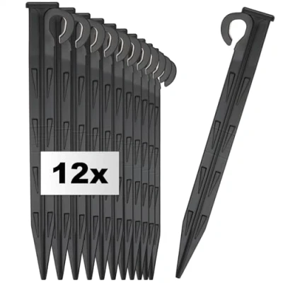 Imagen de com four® Clavos de Tierra plástico 12x Anclaje Duradero y Resistente a los Rayos UV para Acampar, jardín, Playa Clavijas Exteriores